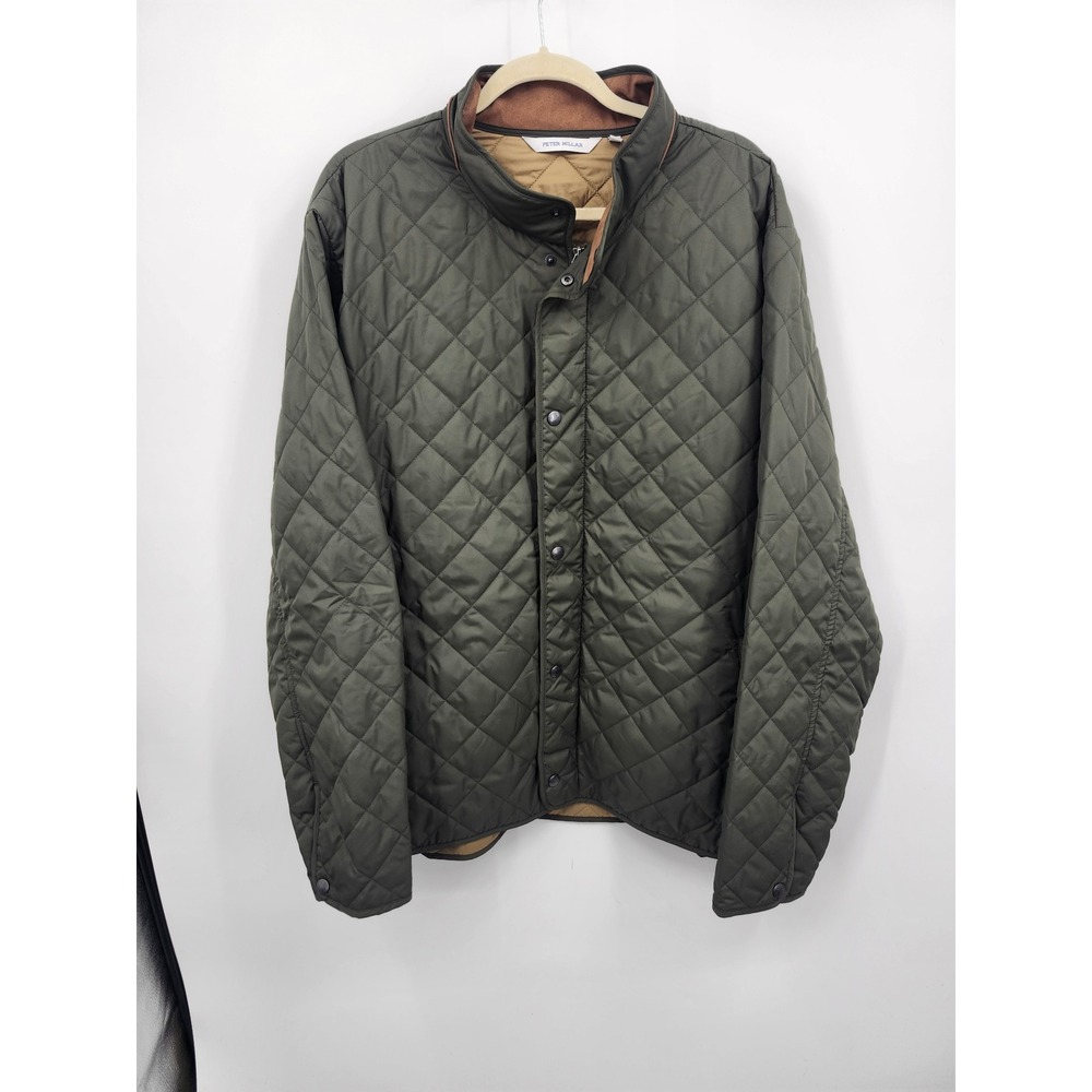 Peter Millar Quilted Jacket Mens XXL Green Essex Field Coat Snap Zip